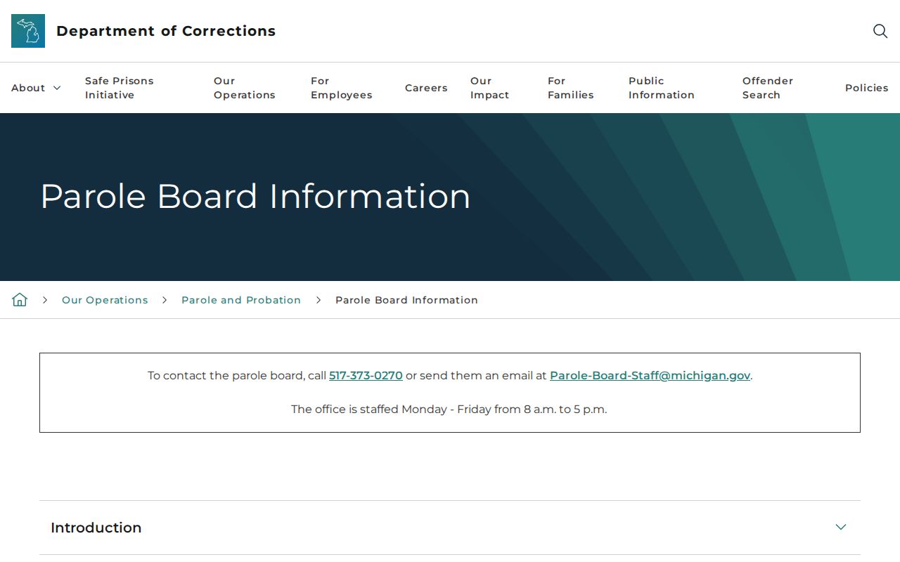 Michigan Parole Board information for Lake County parole records